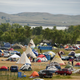 The Missouri River is seen beyond an encampment Sept. 4, 2016, near Cannon Ball, N.D., where hundreds of people have gathered to join the Standing Rock Sioux tribe's protest of the Dakota Access Pipeline.
ROBYN BECK/AFP/Getty Images